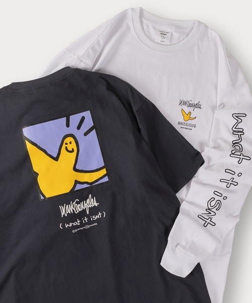 (What it isNt)ART BY MARKGONZALES(ワットイットイズント)の「【(What it isNt) ART BY MARK GONZALES/ワットイズイズント マークゴンザレス】2点セット/レイヤードロンT/バックプリントT/アームプリントロンT(Tシャツ/カットソー・メンズ・ブラック×ホワイト/ブラック×ブラック/グリーン/ネイビー×ホワイト/ダークブルー・M/XL/L)」の5枚目の写真