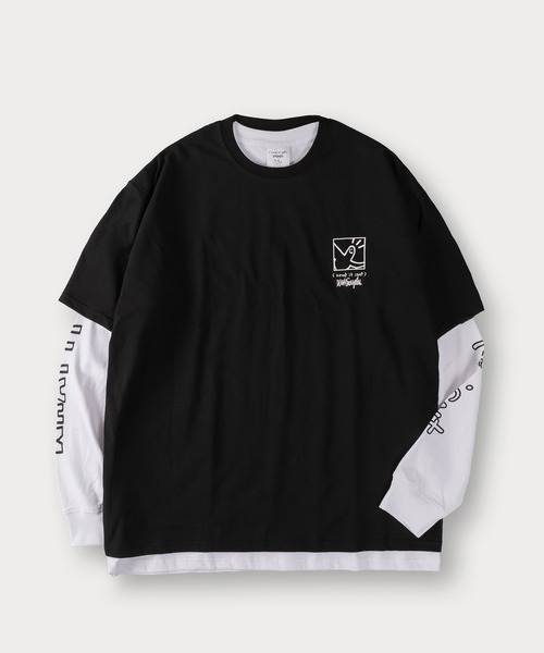 (What it isNt)ART BY MARKGONZALES(ワットイットイズント)の「【(What it isNt) ART BY MARK GONZALES/ワットイズイズント マークゴンザレス】2点セット/レイヤードロンT/バックプリントT/アームプリントロンT(Tシャツ/カットソー・メンズ・ブラック×ホワイト/ブラック×ブラック/グリーン/ネイビー×ホワイト/ダークブルー・M/XL/L)」の6枚目の写真