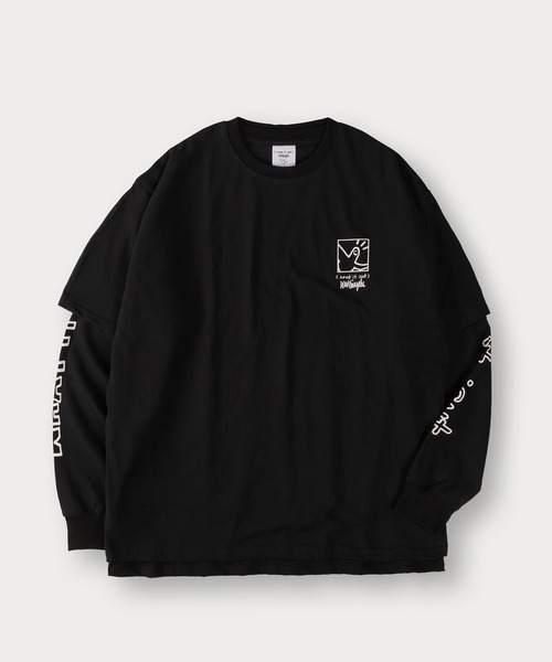 (What it isNt)ART BY MARKGONZALES(ワットイットイズント)の「【(What it isNt) ART BY MARK GONZALES/ワットイズイズント マークゴンザレス】2点セット/レイヤードロンT/バックプリントT/アームプリントロンT(Tシャツ/カットソー・メンズ・ブラック×ホワイト/ブラック×ブラック/グリーン/ネイビー×ホワイト/ダークブルー・M/XL/L)」の8枚目の写真