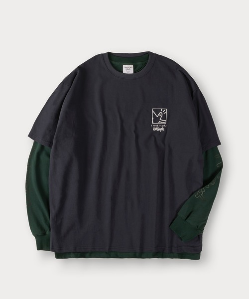(What it isNt)ART BY MARKGONZALES(ワットイットイズント)の「【(What it isNt) ART BY MARK GONZALES/ワットイズイズント マークゴンザレス】2点セット/レイヤードロンT/バックプリントT/アームプリントロンT(Tシャツ/カットソー・メンズ・ブラック×ホワイト/ブラック×ブラック/グリーン/ネイビー×ホワイト/ダークブルー・M/XL/L)」の12枚目の写真