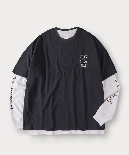 (What it isNt)ART BY MARKGONZALES(ワットイットイズント)の「【(What it isNt) ART BY MARK GONZALES/ワットイズイズント マークゴンザレス】2点セット/レイヤードロンT/バックプリントT/アームプリントロンT(Tシャツ/カットソー・メンズ・ブラック×ホワイト/ブラック×ブラック/グリーン/ネイビー×ホワイト/ダークブルー・M/XL/L)」の14枚目の写真