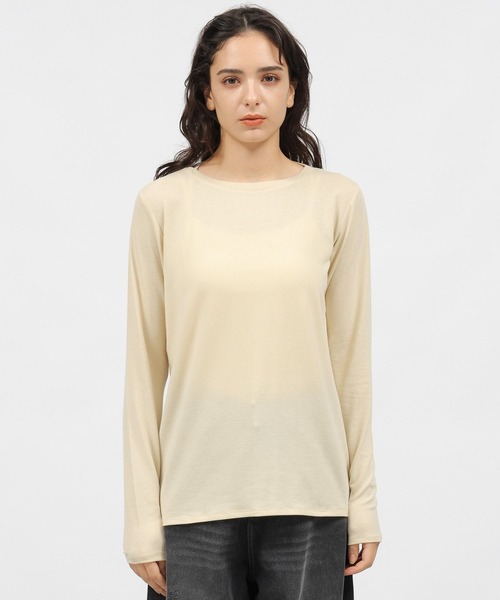 LAKOLE(ラコレ)の「ブラッシュシアー長袖T / 987126(Tシャツ/カットソー・レディース・オフホワイト/チャコールグレー/ライトブルー/ライトベージュ・SMALL/MEDIUM)」の13枚目の写真