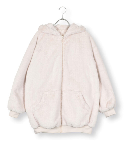新品タグ付き　ウサ耳3wayブルゾン　130 ZIDDY（ジディ）の「【 ニコ☆プチ 掲載 】アニマル耳付き