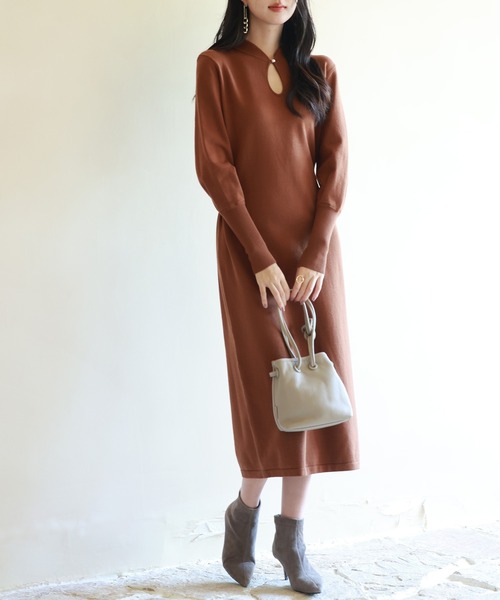 セール】ハイゲージ編み長袖ニットワンピース（ワンピース）｜SAISON