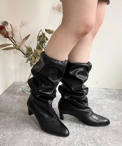 PANIER（パニエ）の「【PANIER/パニエ】ドロストロングブーツ（ブーツ・レディース・ベージュ/ブラック・M/L）」の5枚目の写真