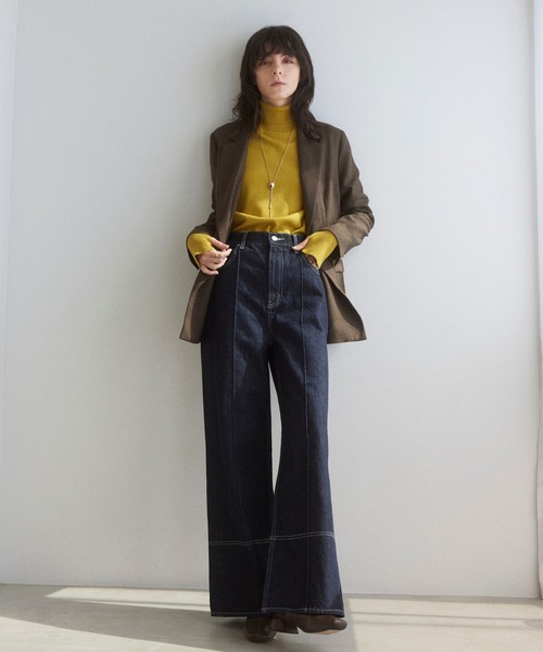 Formeque（フォルミーク）の「【Formeque】ロゴ刺繍タートルニット（ニット/セーター・レディース・ホワイト×ブラック/チャコールグレー/マスタード/レッド・FREE）」の13枚目の写真