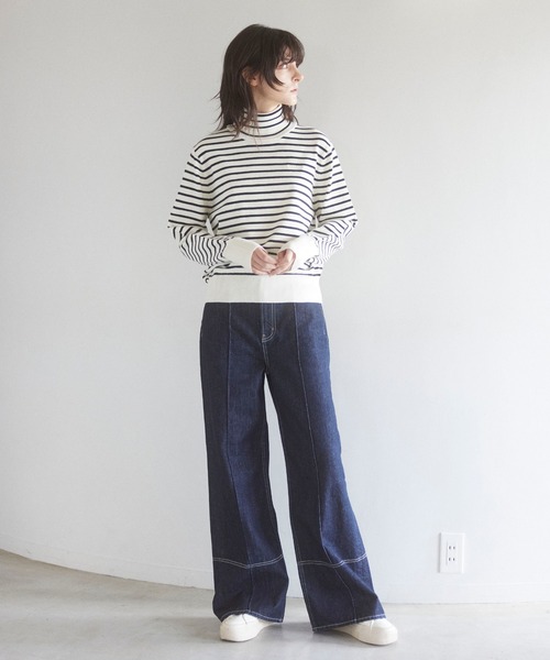 Formeque（フォルミーク）の「【Formeque】ロゴ刺繍タートルニット（ニット/セーター・レディース・ホワイト×ブラック/チャコールグレー/マスタード/レッド・FREE）」の22枚目の写真