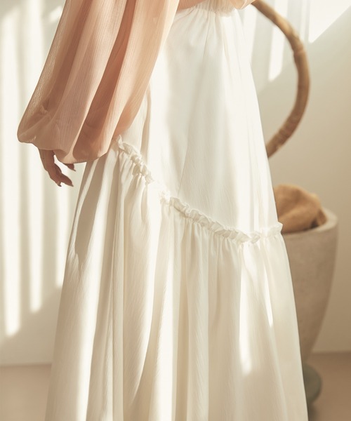 Meiru（メイル）の「ラウンドギャザーティアードスカート（スカート・レディース・ブラック/ライトベージュ/ホワイト・MEDIUM/SMALL/LARGE）」の11枚目の写真