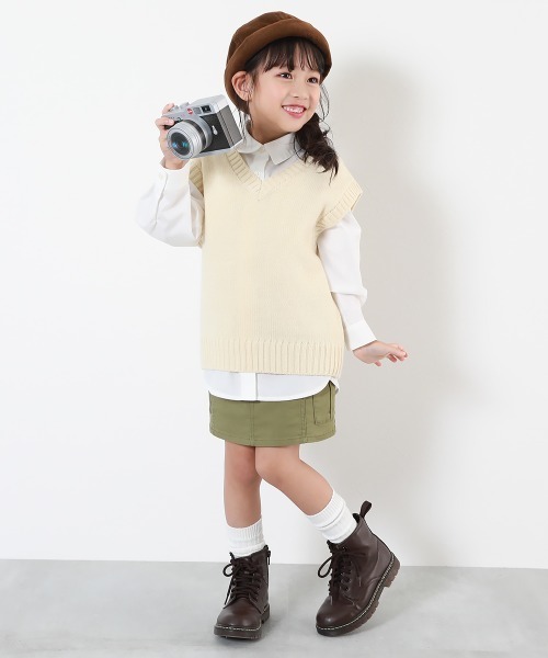 devirock(デビロック)の「1分丈 カーゴ スカート (インパンツ付き)(スカート・キッズ・ピンク系3/カーキ/アイボリー・160cm/150cm/140cm/130cm/120cm/110cm/100cm)」の13枚目の写真