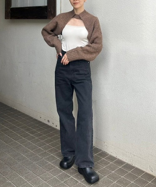 TODAYFUL（トゥデイフル）の「TODAYFUL　Cupin Flatseam Camisole カップインフラットシームキャミソール/12410616（キャミソール・レディース・キナリ/ダークブラウン/ブラック・ONE SIZE）」の5枚目の写真