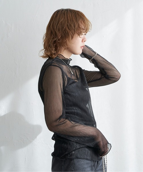 notch.(ノッチ)の「ラメプリーツシアートップス(Tシャツ/カットソー・レディース・シルバー/ブラック・M)」の10枚目の写真