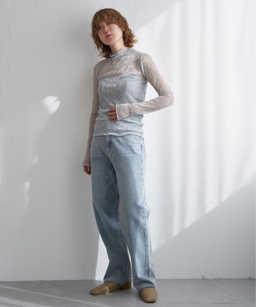 notch.(ノッチ)の「ラメプリーツシアートップス(Tシャツ/カットソー・レディース・シルバー/ブラック・M)」の19枚目の写真