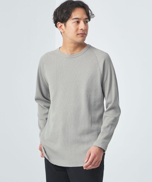 green label relaxing（グリーンレーベルリラクシング）の「ドライワッフル クルーネック Tシャツ -吸水速乾-（Tシャツ/カットソー・メンズ・ライトブルー/ホワイト/ライトグレー/ダークグレー・M/XXL/L/XS/S/XL）」の3枚目の写真