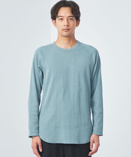 green label relaxing（グリーンレーベルリラクシング）の「ドライワッフル クルーネック Tシャツ -吸水速乾-（Tシャツ/カットソー・メンズ・ライトブルー/ホワイト/ライトグレー/ダークグレー・M/XXL/L/XS/S/XL）」の9枚目の写真