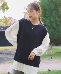 【2way】シャツドッキングニットベスト
