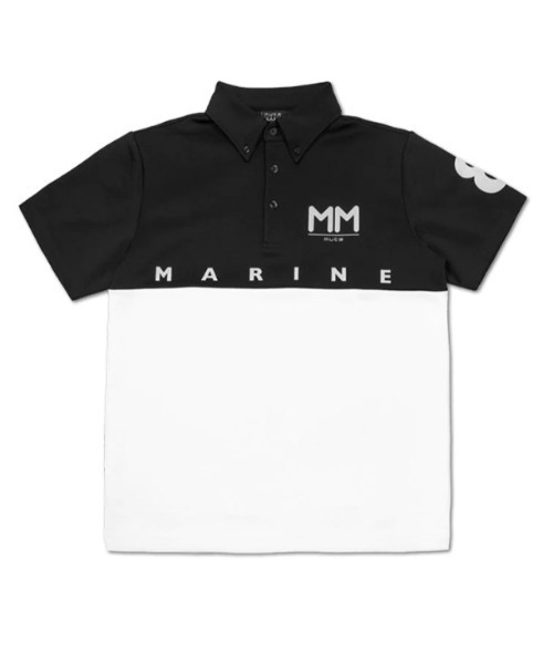 muta marine golf（ムータマリン ゴルフ）の「BICOLOR MM ボンディングポロシャツ（ポロシャツ・メンズ・ネイビー/ブラック×ホワイト/ベージュ×ブラック・4/6/5/7/ 8/0）」の2枚目の写真