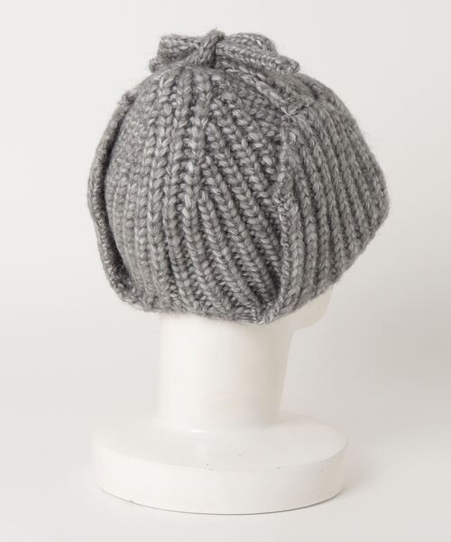 LAULEN（ローレン）の「rib knit flight cap（ニットキャップ/ビーニー・レディース・チャコールグレー/グレー/ベージュ・FREE）」の4枚目の写真