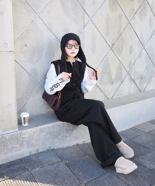 LAULEN（ローレン）の「rib knit flight cap（ニットキャップ/ビーニー・レディース・チャコールグレー/グレー/ベージュ・FREE）」の17枚目の写真