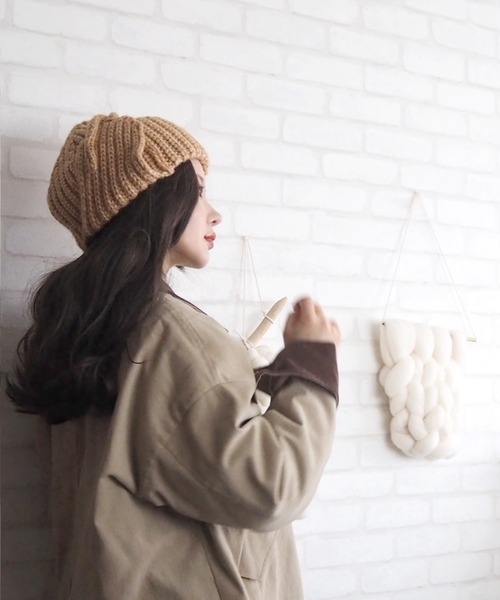 LAULEN（ローレン）の「rib knit flight cap（ニットキャップ/ビーニー・レディース・チャコールグレー/グレー/ベージュ・FREE）」の20枚目の写真