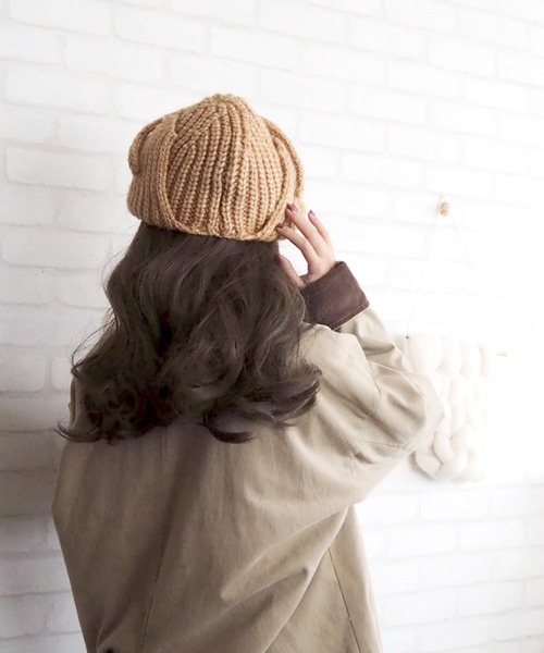 LAULEN（ローレン）の「rib knit flight cap（ニットキャップ/ビーニー・レディース・チャコールグレー/グレー/ベージュ・FREE）」の21枚目の写真
