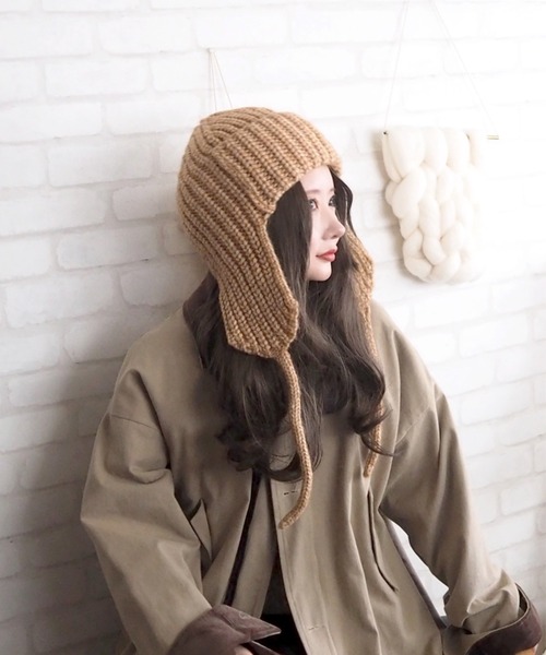 LAULEN（ローレン）の「rib knit flight cap（ニットキャップ/ビーニー・レディース・チャコールグレー/グレー/ベージュ・FREE）」の22枚目の写真