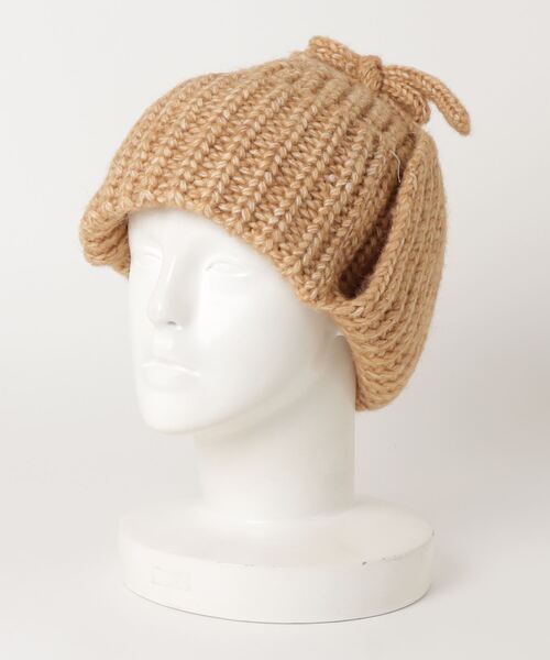 LAULEN（ローレン）の「rib knit flight cap（ニットキャップ/ビーニー・レディース・チャコールグレー/グレー/ベージュ・FREE）」の5枚目の写真