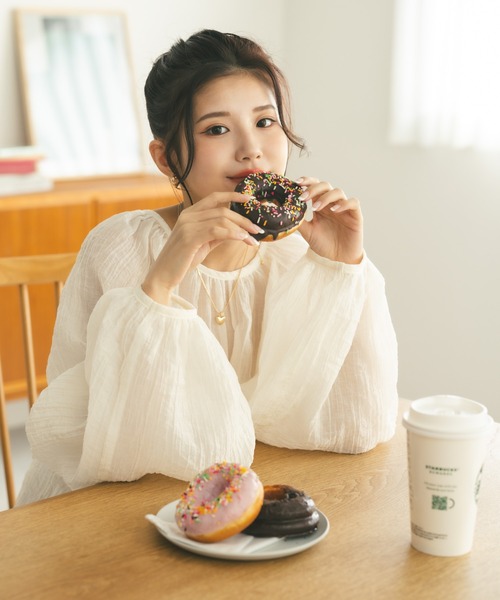 MIEL CRISHUNANT（ミエルクリシュナ）の「前後2WAYリボンシアーブラウス（シャツ/ブラウス・レディース・オレンジ/ブラック/オフホワイト・FREE）」の19枚目の写真