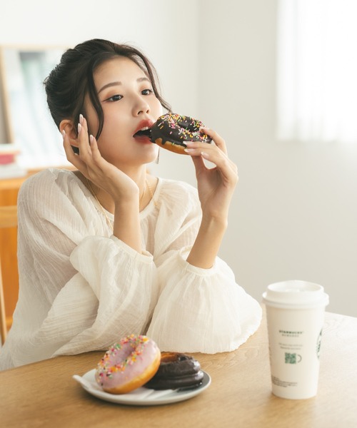 MIEL CRISHUNANT（ミエルクリシュナ）の「前後2WAYリボンシアーブラウス（シャツ/ブラウス・レディース・オレンジ/ブラック/オフホワイト・FREE）」の20枚目の写真