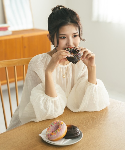 MIEL CRISHUNANT（ミエルクリシュナ）の「前後2WAYリボンシアーブラウス（シャツ/ブラウス・レディース・オレンジ/ブラック/オフホワイト・FREE）」の22枚目の写真