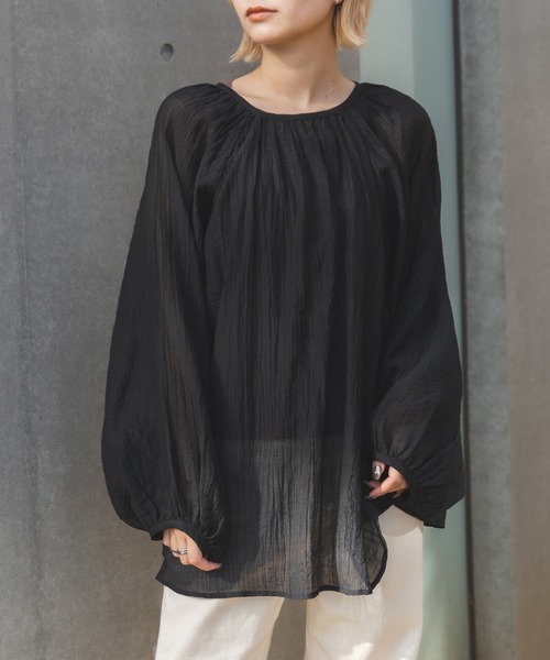 MIEL CRISHUNANT（ミエルクリシュナ）の「前後2WAYリボンシアーブラウス（シャツ/ブラウス・レディース・オレンジ/ブラック/オフホワイト・FREE）」の6枚目の写真