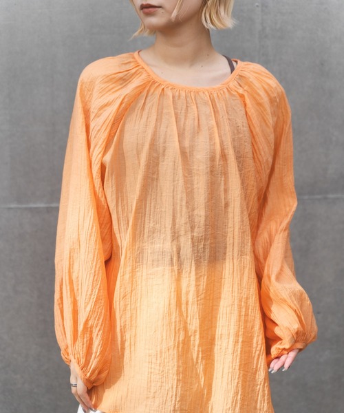 MIEL CRISHUNANT（ミエルクリシュナ）の「前後2WAYリボンシアーブラウス（シャツ/ブラウス・レディース・オレンジ/ブラック/オフホワイト・FREE）」の7枚目の写真