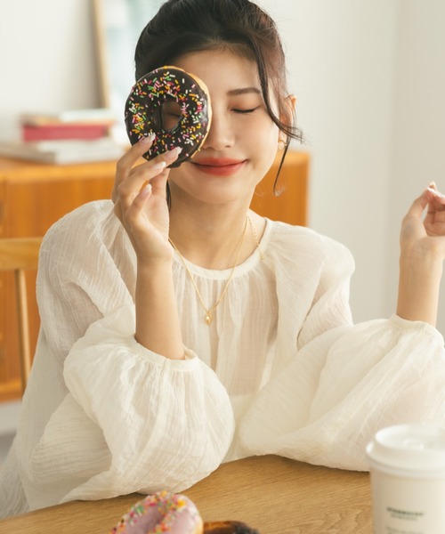 MIEL CRISHUNANT（ミエルクリシュナ）の「前後2WAYリボンシアーブラウス（シャツ/ブラウス・レディース・オレンジ/ブラック/オフホワイト・FREE）」の11枚目の写真