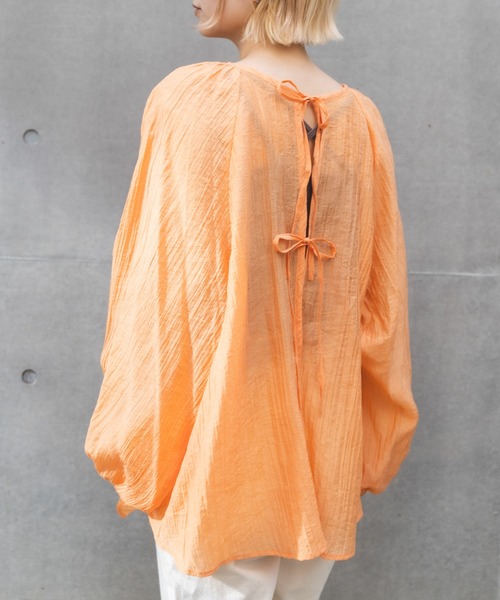 MIEL CRISHUNANT（ミエルクリシュナ）の「前後2WAYリボンシアーブラウス（シャツ/ブラウス・レディース・オレンジ/ブラック/オフホワイト・FREE）」の15枚目の写真