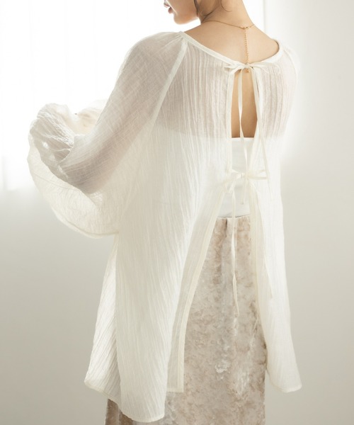 MIEL CRISHUNANT（ミエルクリシュナ）の「前後2WAYリボンシアーブラウス（シャツ/ブラウス・レディース・オレンジ/ブラック/オフホワイト・FREE）」の17枚目の写真