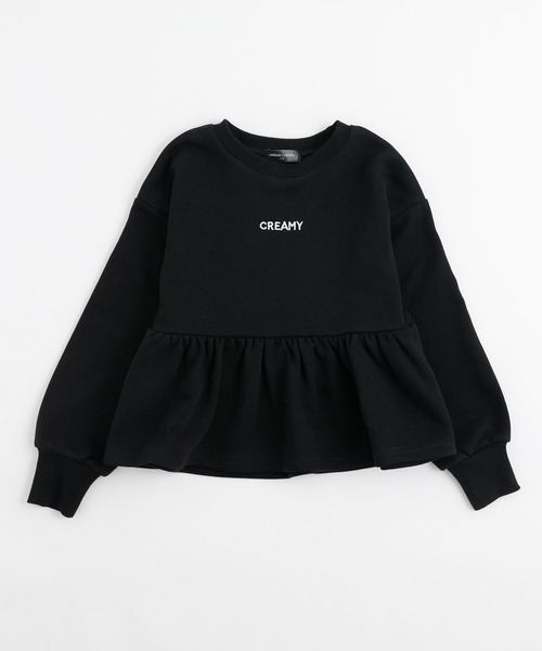 URBAN CHERRY(アーバンチェリー)の「フロントロゴ刺繍ペプラムスウェットトップス(Tシャツ/カットソー・キッズ・ホワイト/ブラック・110cm/120cm/130cm/140cm/150cm)」の21枚目の写真
