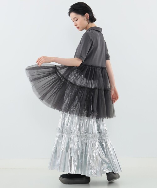 CAROLINA GLASER（カロリナ グレイサー）の「チュールシャツ（ポロシャツ・レディース・チャコールグレー/ホワイト・ONE SIZE）」の20枚目の写真