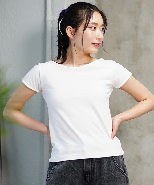 ムラサキスポーツ(ムラサキスポーツ)の「RIKKA FEMME/リッカファム ボートネックT RF24SS22(Tシャツ/カットソー・レディース・チャコールグレー/ホワイト・M/L/S/M)」の4枚目の写真