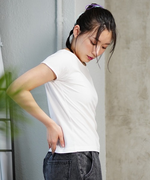 ムラサキスポーツ(ムラサキスポーツ)の「RIKKA FEMME/リッカファム ボートネックT RF24SS22(Tシャツ/カットソー・レディース・チャコールグレー/ホワイト・M/L/S/M)」の5枚目の写真