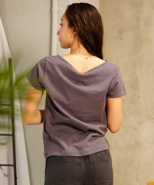ムラサキスポーツ(ムラサキスポーツ)の「RIKKA FEMME/リッカファム ボートネックT RF24SS22(Tシャツ/カットソー・レディース・チャコールグレー/ホワイト・M/L/S/M)」の12枚目の写真