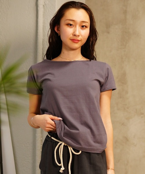 ムラサキスポーツ(ムラサキスポーツ)の「RIKKA FEMME/リッカファム ボートネックT RF24SS22(Tシャツ/カットソー・レディース・チャコールグレー/ホワイト・M/L/S/M)」の19枚目の写真