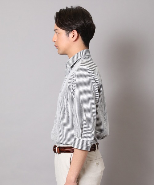 CROWDED CLOSET（クラウデッドクローゼット）の「【HIGH COOL/ハイクール】七分袖シャツ（シャツ/ブラウス・メンズ・ホワイト/ブルー系その他/ネイビー・01/02/03/04）」の10枚目の写真