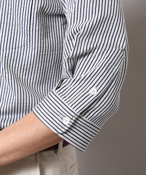 CROWDED CLOSET（クラウデッドクローゼット）の「【HIGH COOL/ハイクール】七分袖シャツ（シャツ/ブラウス・メンズ・ホワイト/ブルー系その他/ネイビー・01/02/03/04）」の13枚目の写真