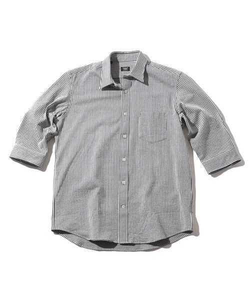 CROWDED CLOSET（クラウデッドクローゼット）の「【HIGH COOL/ハイクール】七分袖シャツ（シャツ/ブラウス・メンズ・ホワイト/ブルー系その他/ネイビー・01/02/03/04）」の6枚目の写真