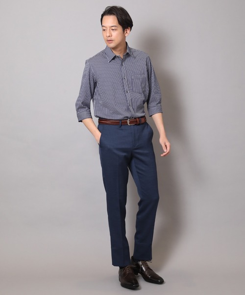 CROWDED CLOSET（クラウデッドクローゼット）の「【HIGH COOL/ハイクール】七分袖シャツ（シャツ/ブラウス・メンズ・ホワイト/ブルー系その他/ネイビー・01/02/03/04）」の16枚目の写真