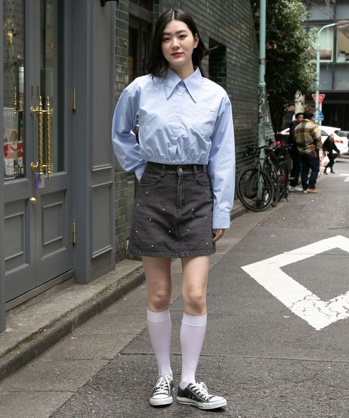 3.3 Field Trip （3.3フィールドトリップ）の「3.3 Field Trip／ビジューデニムスカート 2994321（デニムスカート・レディース・ブラック/ブルー・FREE）」の3枚目の写真