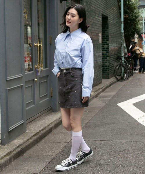 3.3 Field Trip （3.3フィールドトリップ）の「3.3 Field Trip／ビジューデニムスカート 2994321（デニムスカート・レディース・ブラック/ブルー・FREE）」の4枚目の写真