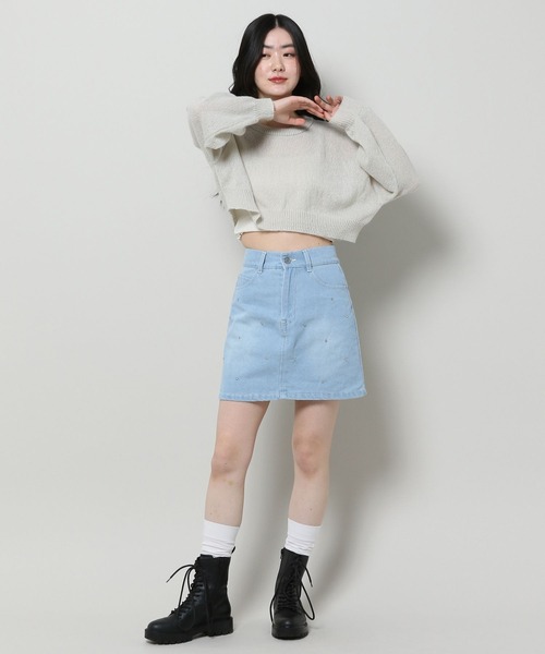 3.3 Field Trip （3.3フィールドトリップ）の「3.3 Field Trip／ビジューデニムスカート 2994321（デニムスカート・レディース・ブラック/ブルー・FREE）」の10枚目の写真