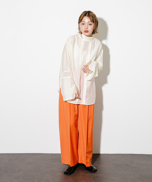 KBF(ケイビーエフ)の「ハイネックメッシュラインブラウス(シャツ/ブラウス・レディース・アイボリー/グリーン/ブラック・ONE)」の22枚目の写真