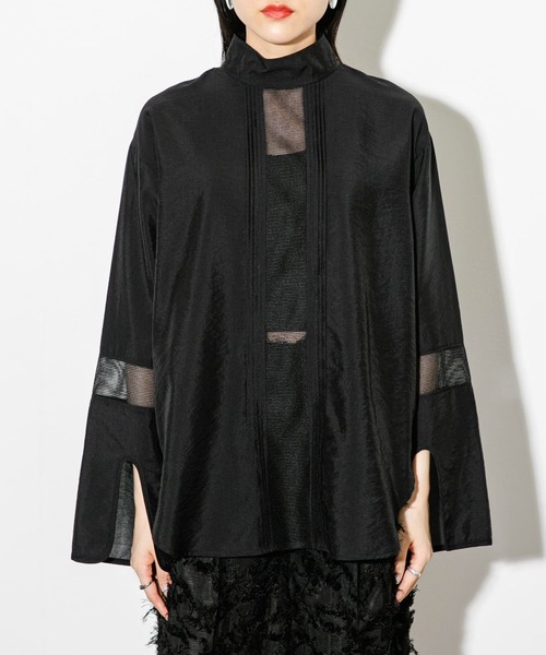 KBF(ケイビーエフ)の「ハイネックメッシュラインブラウス(シャツ/ブラウス・レディース・アイボリー/グリーン/ブラック・ONE)」の19枚目の写真