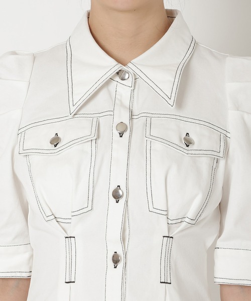 REDYAZEL（レディアゼル）の「デニムポケットパワショルロングワンピース（ワンピース・レディース・ネイビー/ブルー/オフホワイト・FREE）」の11枚目の写真